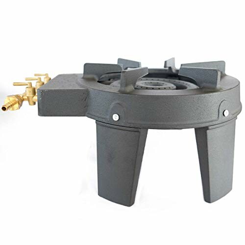 Brûleur à gaz en fonte avec pieds et valve en laiton.