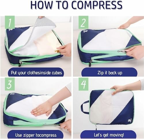 Guide d'utilisation des cubes de compression pour vêtements.