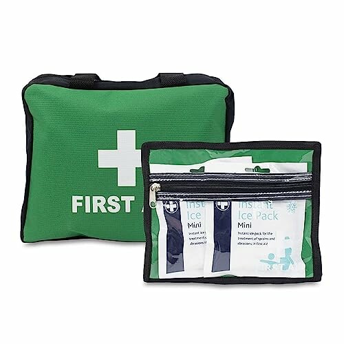 Trousse de premiers secours verte avec packs de glace instantanés