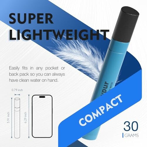 Filtre à eau léger et compact avec plume