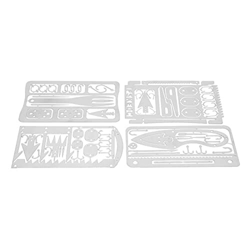 Quatre modèles de pochoirs en métal avec différentes formes.