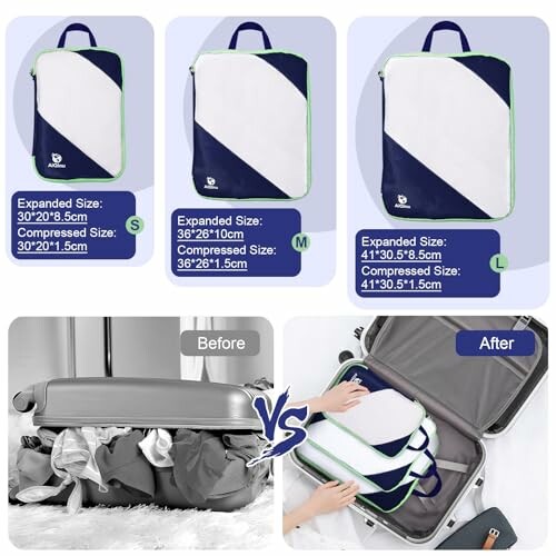 Cubes de rangement compressibles pour valise