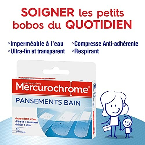 Pansements Bain Aqua-Résistants Mercurochrome