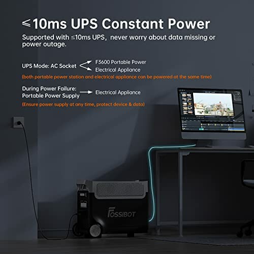 Station d'alimentation portable branchée à un ordinateur.