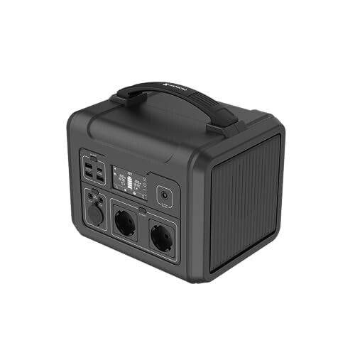 Station d'alimentation portable noire avec plusieurs prises.