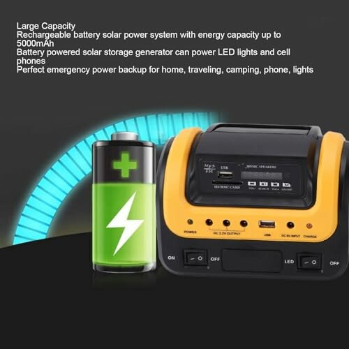 Système d'alimentation solaire portable avec batterie rechargeable.