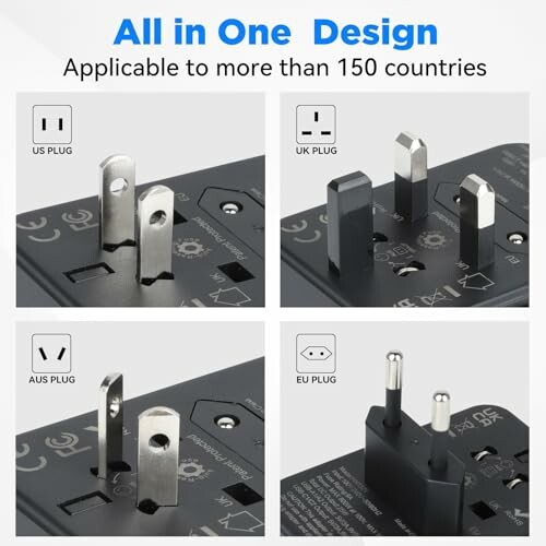 Adaptateur de voyage universel avec prises interchangeables